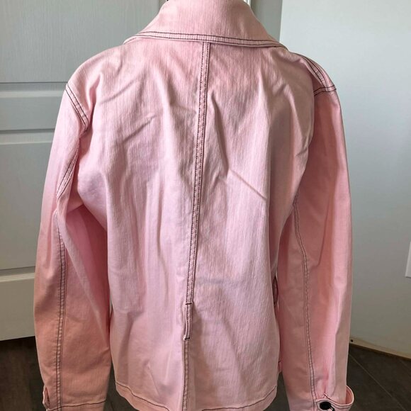 Ralph Lauren Jeans Co. Pink Double Breasted Denim Jacket without Belt size XL - Picture 2 of 7